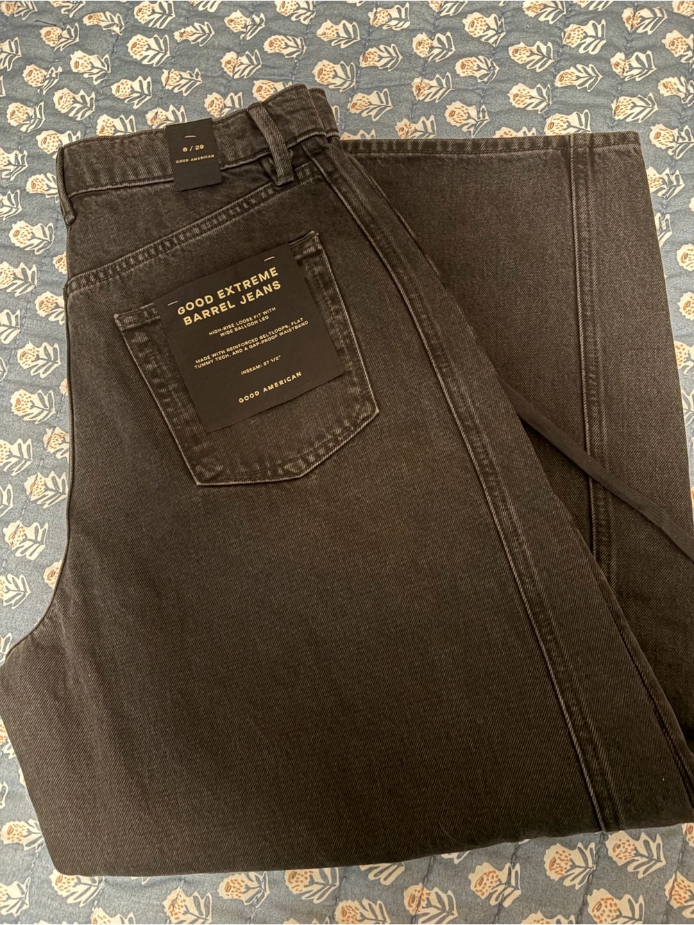 Good American Extreme Barrel Jeans Black Size 8/29 NWT High Rise Bowed Wide Leg - Picture 9 of 13